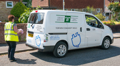 Meals on wheels delivered by all-electric Nissan e-NV200 vans